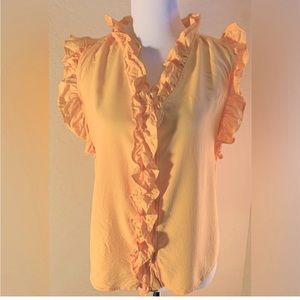 Dylan Milla Ruffle Short Cap Sleeve Blouse Top
Tangerine from Sundance | Medium